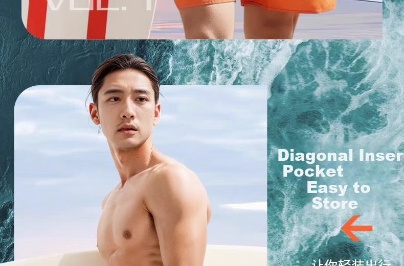 Li-Ning Quick-Dry Beach Shorts for Men, Water-Friendly Swim Trunks, 2026 New Style Men's Anti-Embarrassment Summer Surfing Swimming Shorts, Short Boxer Briefs 16