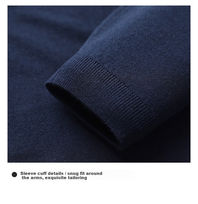Goldlion Men's Wool Sweater, Spring And Autumn New Style, Simple Solid Color Knitted Inner Layer Top WLR0739-LK103, Navy Blue, M00 17