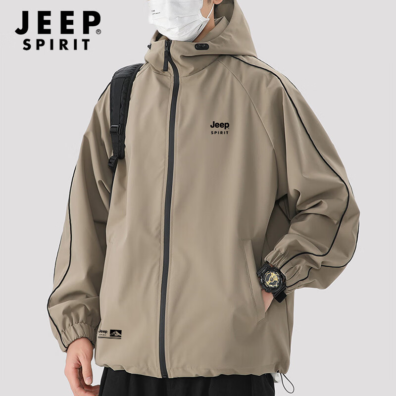 JEEP SPIRIT Men's Autumn Casual Jacket Outdoor Coat Versatile Men's Mocha XL