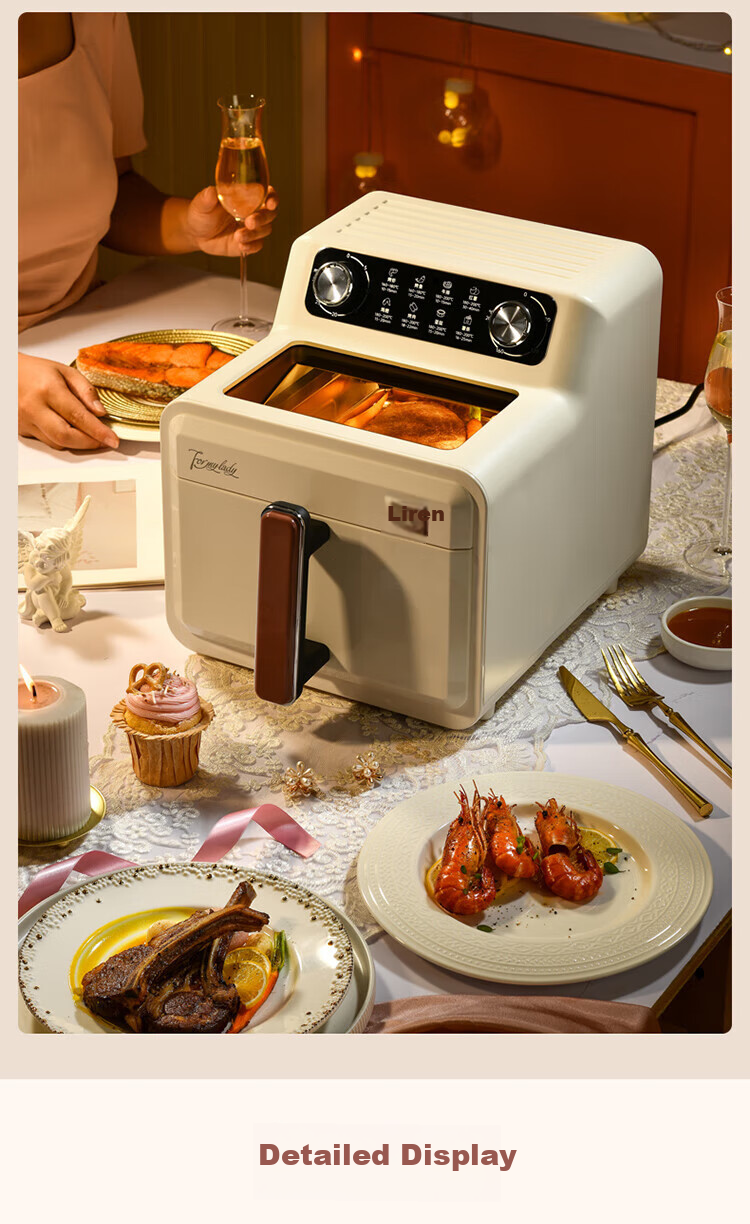 Liven Air Fryer for Home Use, Non-Coated 304 Stainless Steel Frying Basket Inner Pot, 7L Visible Large Capacity Can Roast Whole Chicken, Metal Interior No Need to Flip Food in Oven KZ-J7179 15