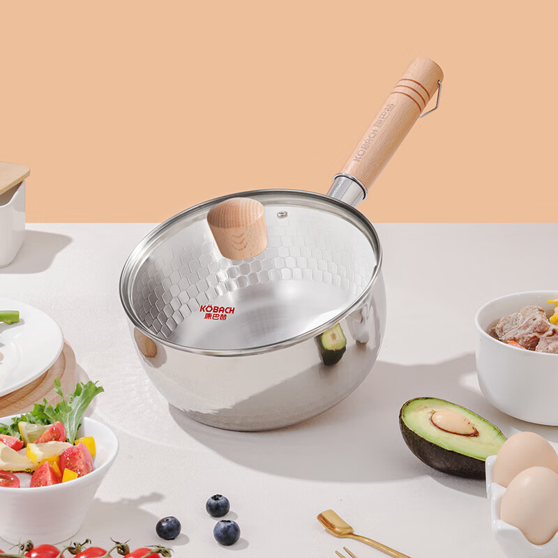 KBH 304 Stainless Steel Non-Stick Lightweight Snow Pan with Dual Drain Holes, Suitable for Stewing And Braising, Can Be Hung with Lid, 18cm, Compatible with All Stove Types