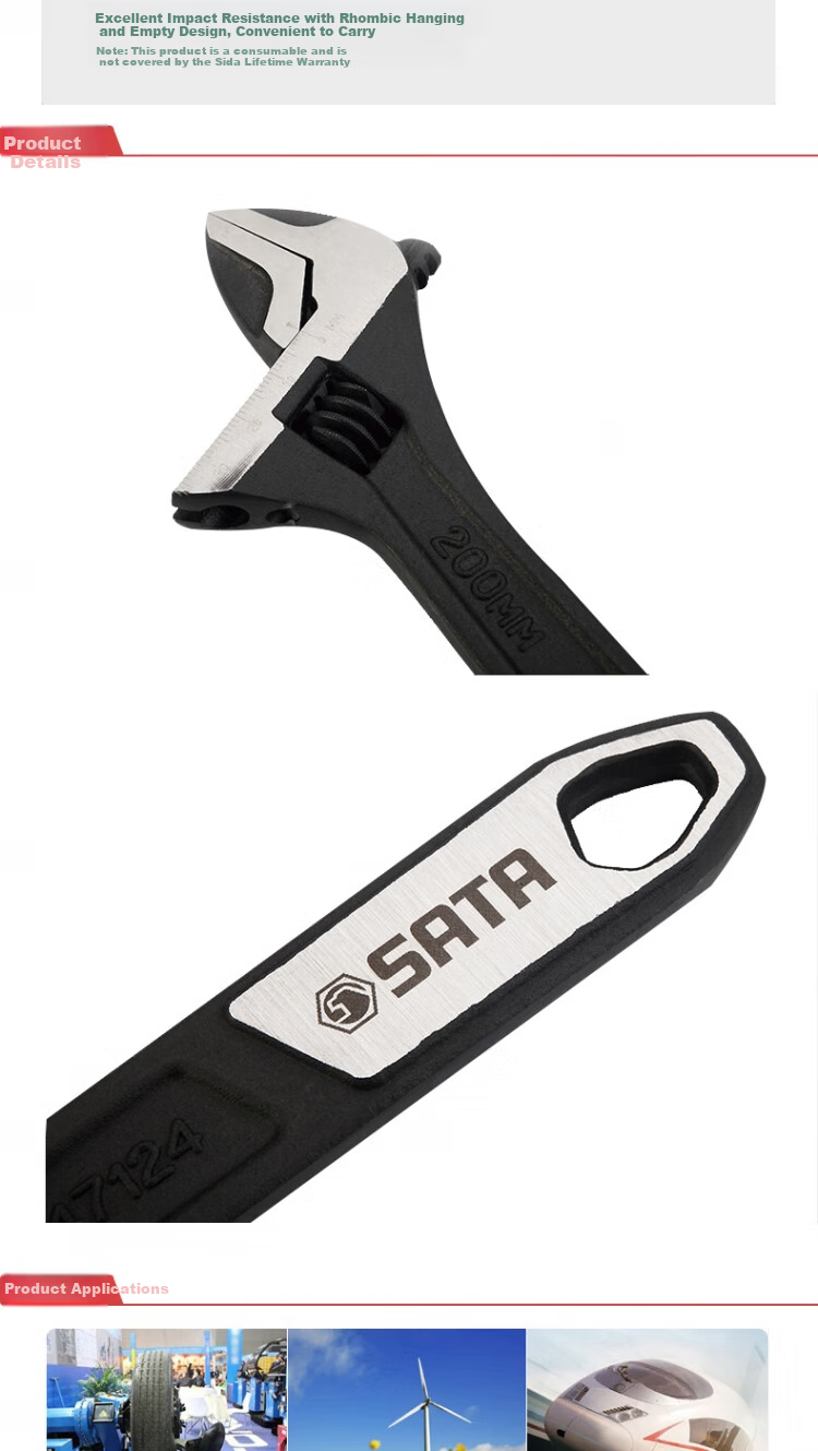 Shida Wide-Mouth Adjustable Wrench, 8 Inches, 47123 2