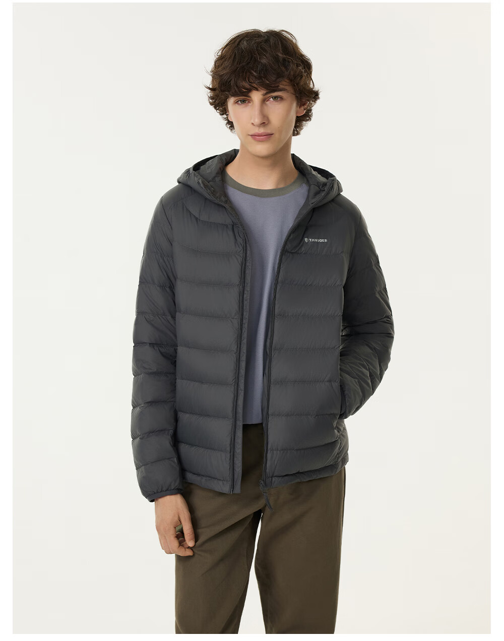 Tanboer Men's Short down Jacket with Hood, Versatile Warm Coat for Autumn And Winter, Inner Liner TA5330259D, Meteor Gray, Size 175 7