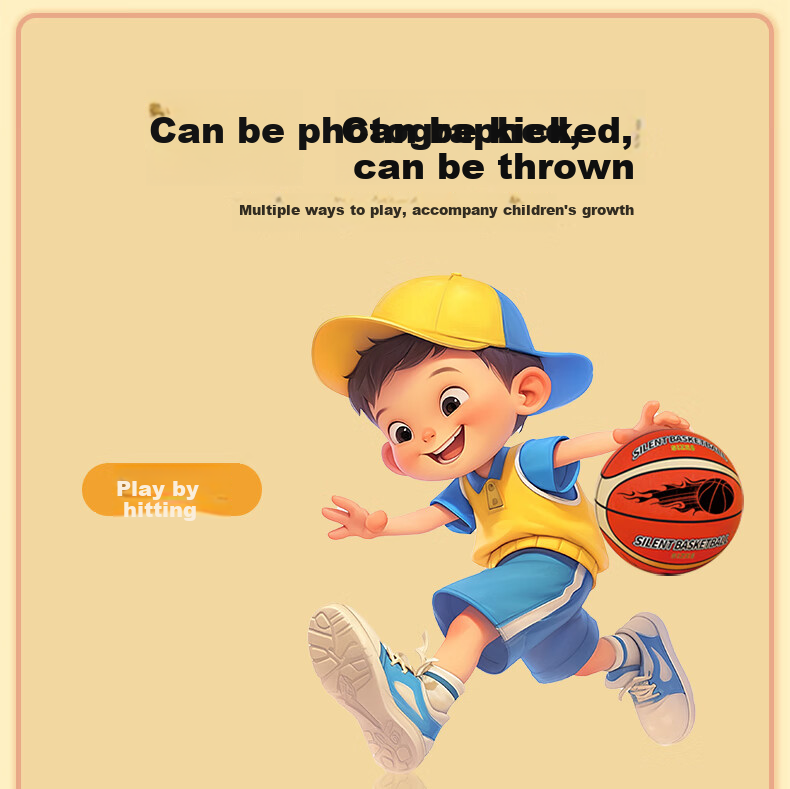 Babamama Silent Basketball, Noiseless Ball, Children's Toy, for Ages 3-6, Indoor Bounce Ball, Size 7 Sports Equipment, Boys' Gift 9