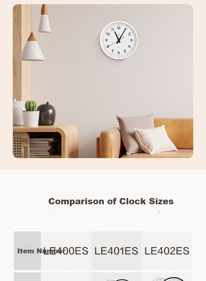 Deli Wall Clock, Stylish Creative Minimalist Living Room Wall-Mounted Quartz Clock, 35cm LE402ES Black, Back-To Essential 12