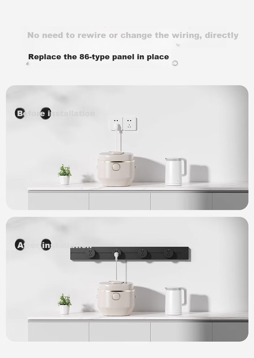 Aokesi Track Socket, Kitchen-Specific Household Surface-Mounted Power Strip Switch, Sliding Rail Socket Strip, C6 Single Point 30cm Track + 3 Gray Five-Hole Sockets 6