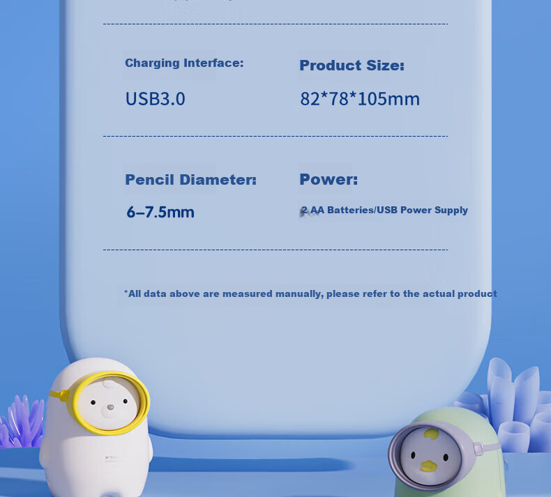 M&G Stationery Electric Pencil Sharpener, Semi-Automatic Pencil Sharpener, Rotary Pencil Sharpener, Three-Level Thickness Adjustment, Dual Power Supply, Diving Bear Design, Birthday And Graduation Gift 29