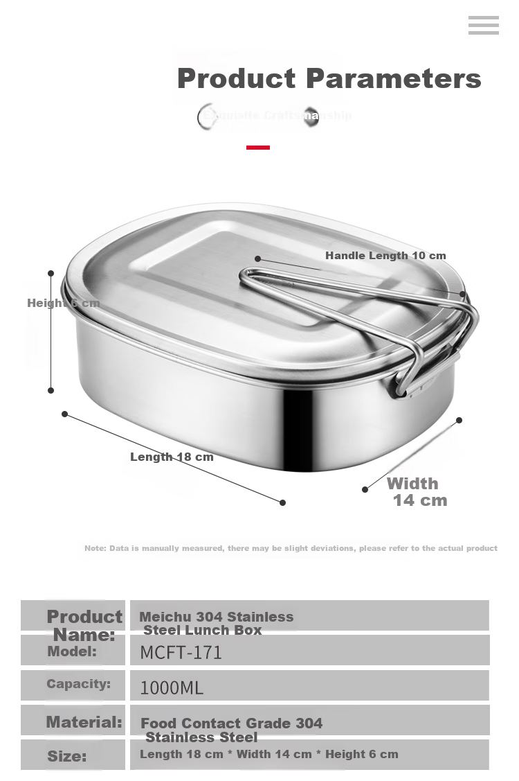 MAXCOOK Lunch Box, Meal Container, Bento Box, 304 Stainless Steel Double-Layer Student 13.5cm with Handle MCFT5329 4
