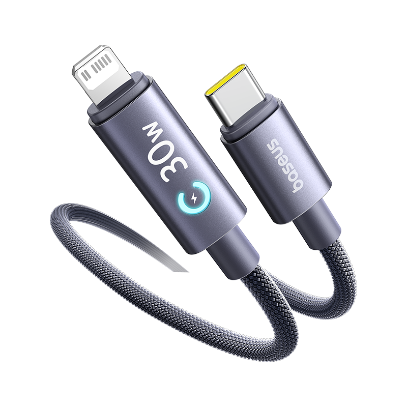 Baseus Apple Charging Cable PD30W/20W Smart Power Off Data Cable for iPhone 14/13/12 Pro Max/11/XR/8P 1m Gray