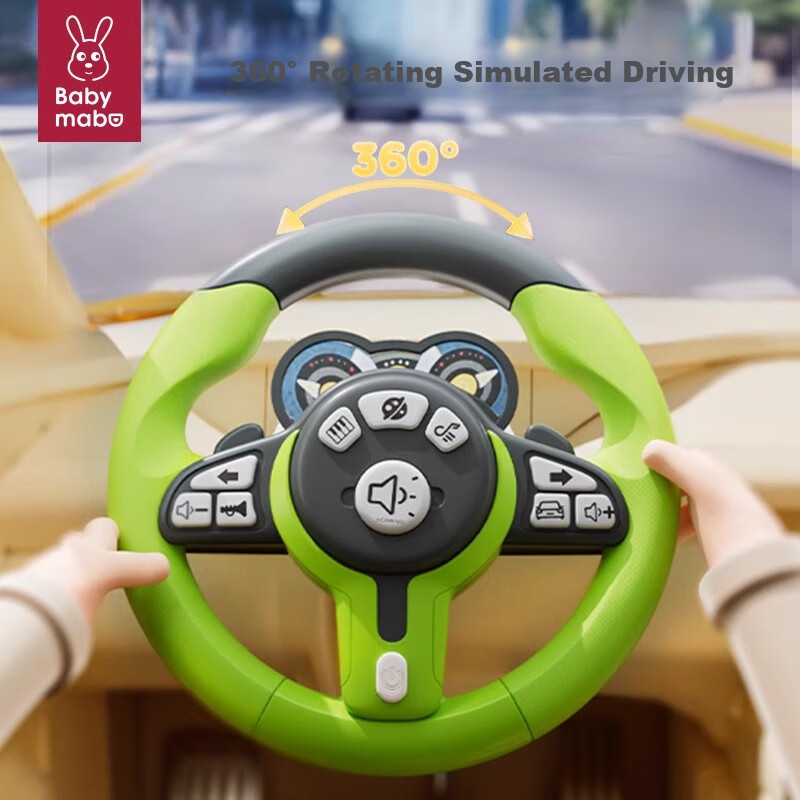 Mabaozibao Baby Car Steering Wheel Toy, Realistic Co-Driver Seat, Simulated Car for Toddlers And Young Children, Ages 1-3 Years Old