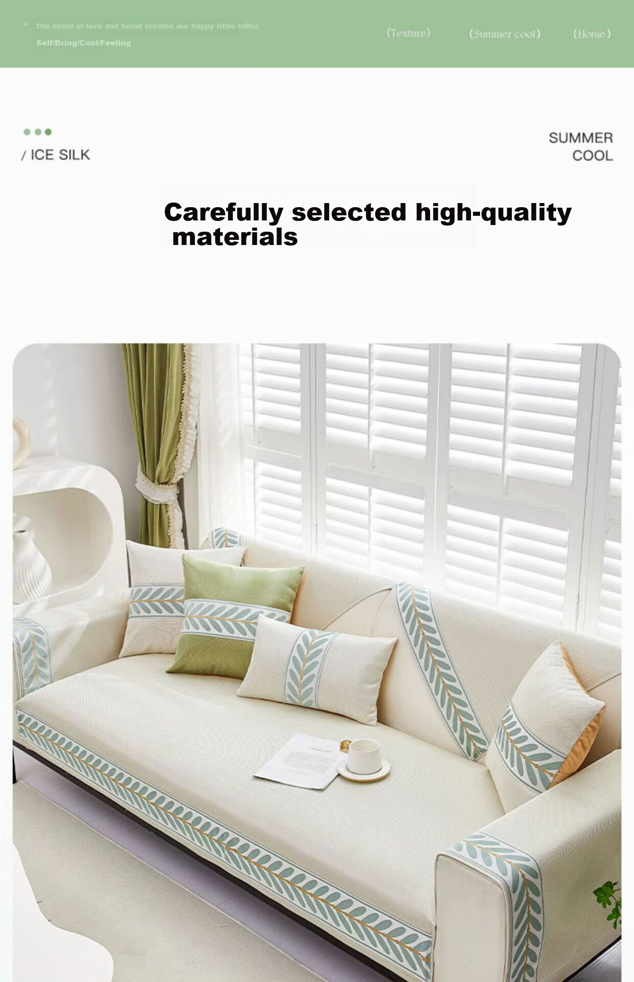 Jingxun Ice Silk Cooling Sofa Cushion, Summer Cooling Mat, Non-Slip Seat Pad, Sofa Cover, Throw Blanket, 70*70cm 10