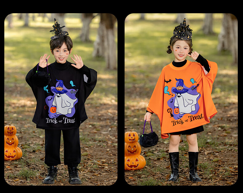 Suhan Tang Halloween Costume Kids Cosplay Boys and Girls Ghost Prank Cartoon Top Bat Shirt (Size S) 10