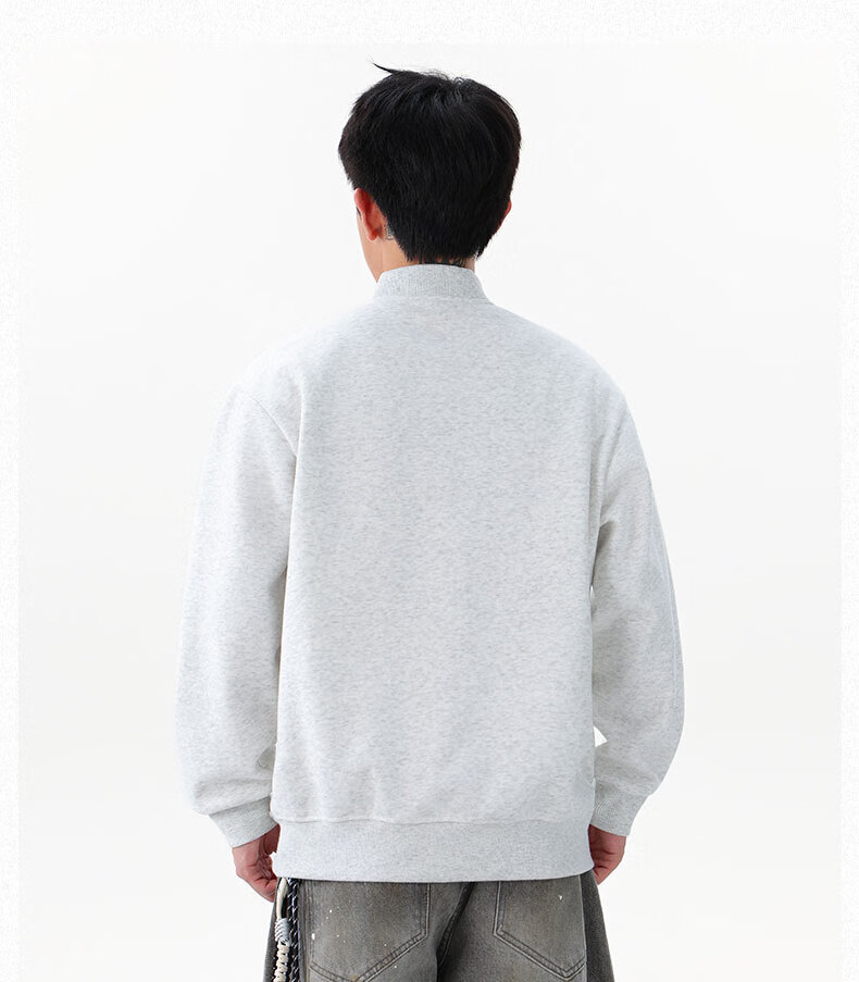 Homlean Heavyweight Henry Collar Solid Color Sweatshirt Men Autumn Fashion Casual Loose Base Shirt HQ00 Black 4XL 4