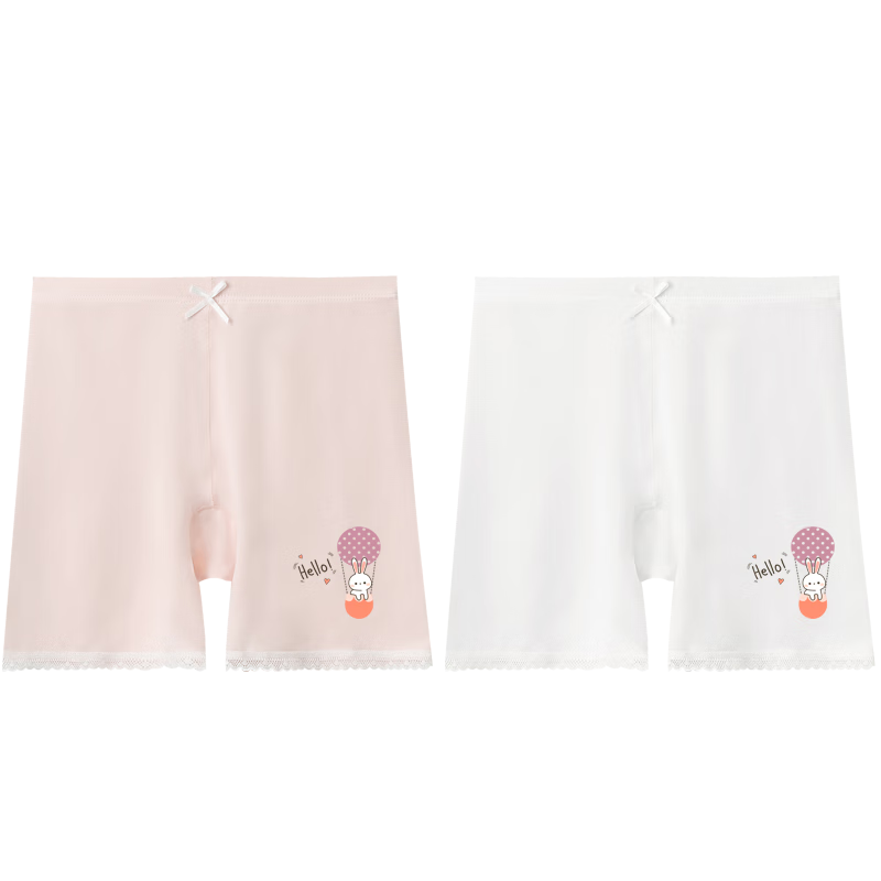Hodohome Children's Underwear, Girls' Modal 3A Antibacterial Crotch Safety Shorts, Anti-Chafing Underpants, 2-Pack, 012 130