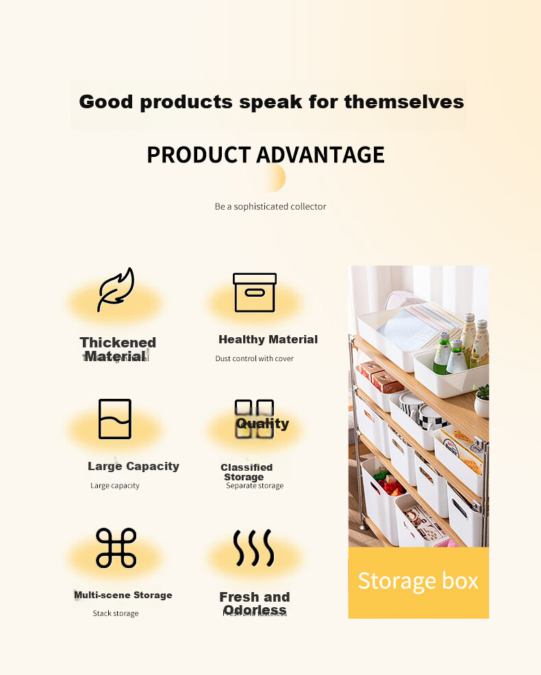 JEKO&JEKO Desktop Storage Box, Kitchen Toy Organizer, Office Wardrobe Storage, Bathroom Organizer Basket, Shallow Large Size without Lid 2