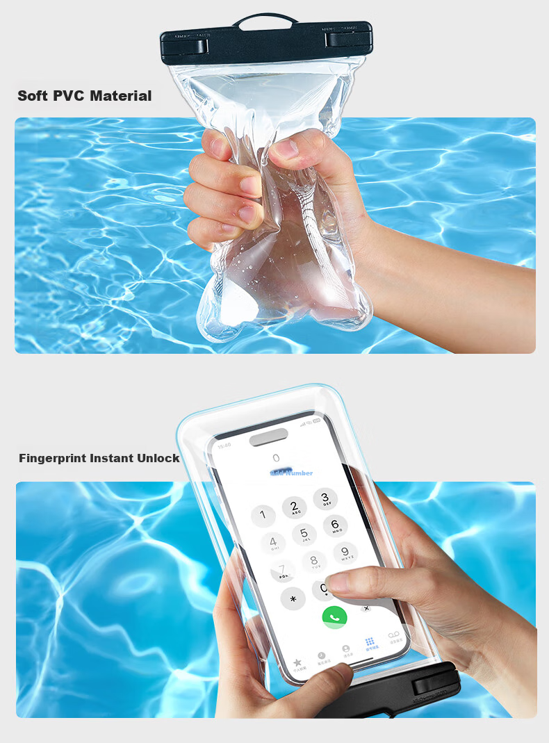 ESR Waterproof Phone Case, Touchscreen Compatible, for Swimming, Rafting, Diving, Delivery Riders, Large Size with Camera, Braided Lanyard, Neck Strap, Dustproof, Rainproof Protective Cover for Hot Springs 9