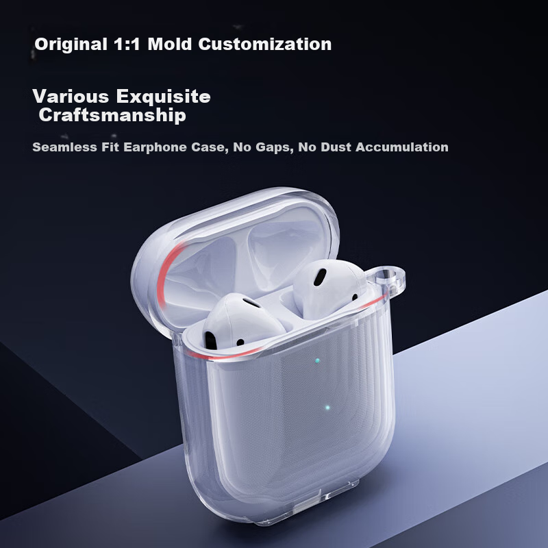 Shangsu Compatible with Apple AirPods 1 Earphone Protective Case, AirPods 2 Earphone Shell, Simple And Elegant Full Coverage Shockproof Non-Slip Soft Case, Creative Transparent Style for Men And Wome