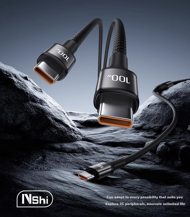 Nengshi Type-C Data Cable, Apple 15/16 Two-In Charging Cable, PD100W Fast Charging, Suitable for Huawei, Xiaomi, OPPO Laptops, Carplay, One-To 1.2 Meters, Black 2