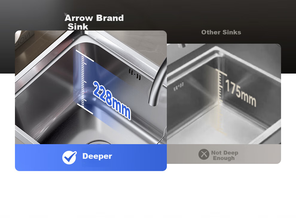 ARROW 304 Stainless Steel Sink, Single Bowl Kitchen Basin, Compact Dishwashing Sink [Renovation Subsidy 15%] 8