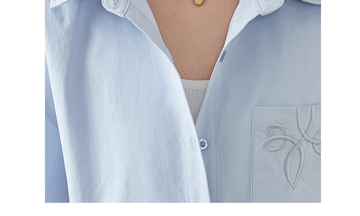 Chushen Women's Spring and Autumn Long Sleeve Shirt Embroidered Pocket Design Loose Simple Commuter Blouse S143C2031 6
