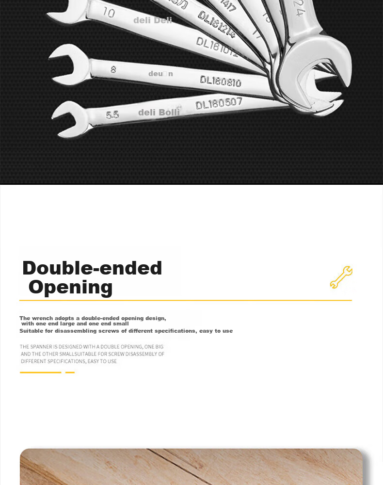 DELIGONGJU Mirror Double Open-End Wrench, 8x10mm, DL160810 4