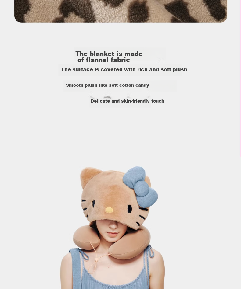 Tbh Sanrio Hello Kitty Travel Nap Set: Canvas Bag, U-Shaped Pillow, Blanket Three-Piece Set, Fleece Blanket Gift 7