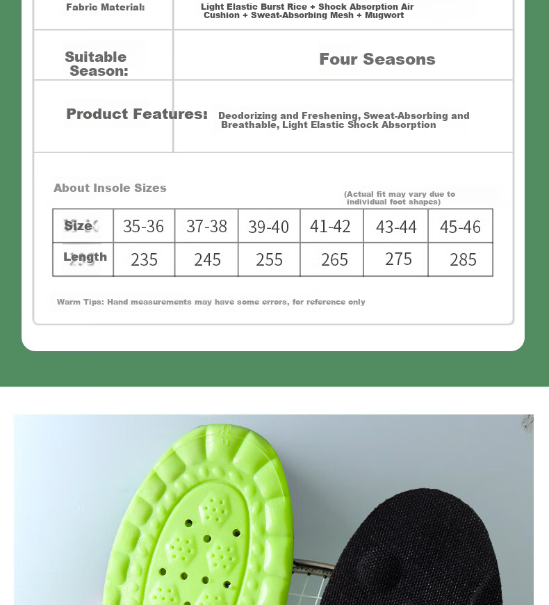 IQGD Insoles for Men, Sports Shock-Absorbing, Soft And Elastic, Long-Standing, Odor-Resistant, Breathable, Military Training 6039, 1 Pair, Gray, Size 35-36 11