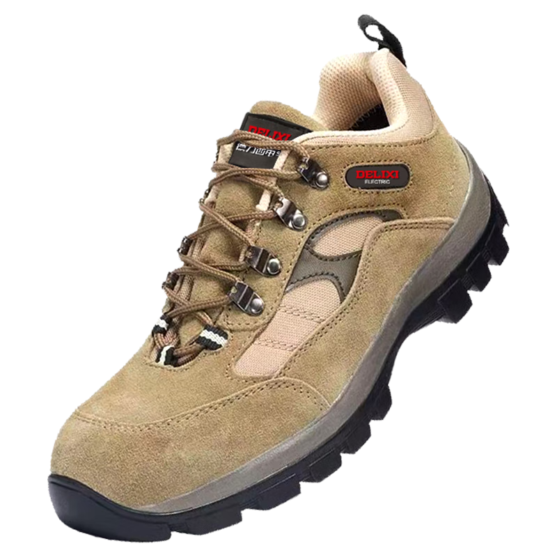 DELIXI ELECTRIC Men's Safety Work Shoes Superfiber Leather Steel Toe Cap Anti-Smash Steel Plate Anti-Puncture Slip-Resistant Durable