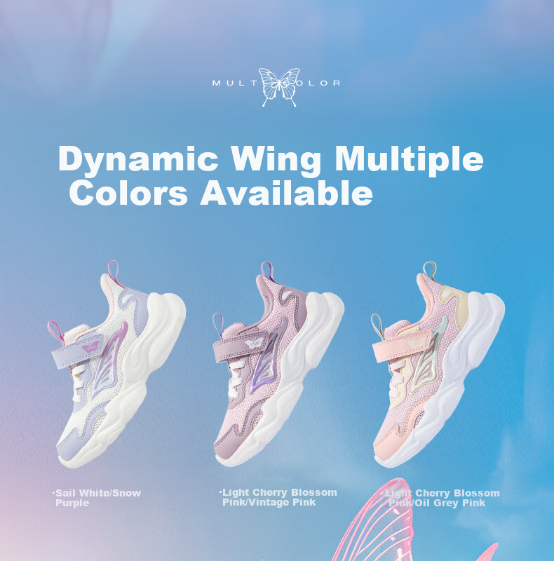 XTEP Kids Shoes Small Wings Print Soft Sole Casual Shoes for Boys and Girls Off-White/Snow Blue Purple Size 29 8