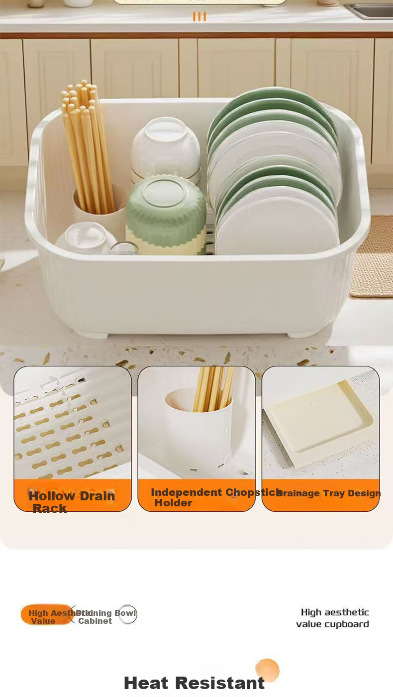 Bainianzhenghe Bowl And Chopstick Storage Box, Draining Bowl Rack, Dish Storage Shelf, Kitchen Bowl Cabinet with Lid, Large Bowl And Plate Storage Container 6