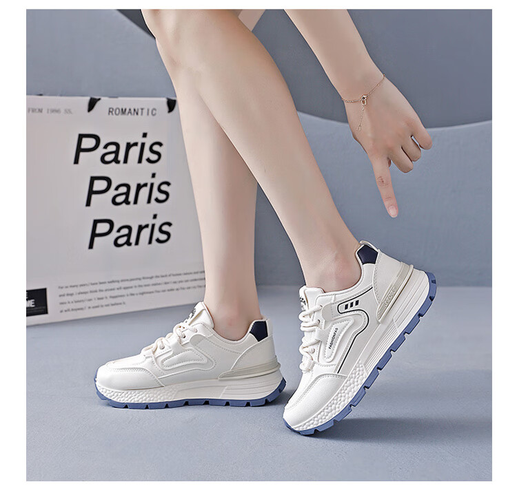 TonLion Women's Summer Thick-Soled Sports Shoes Elevated Dad Sneakers Casual White Shoes Light Gray Size 37 6