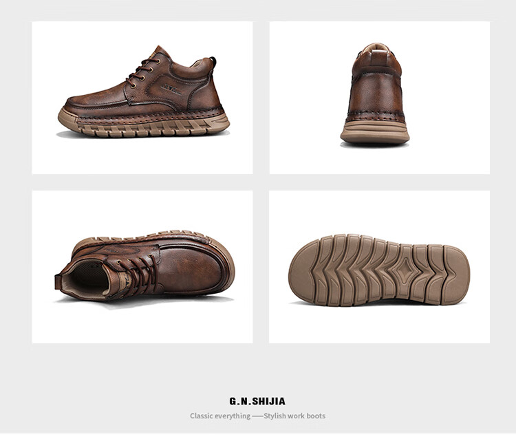 Bull Family Big Head Martin Boots Men Autumn Winter New British Retro Mallard Work Boots Outdoor High Top Sneakers Men 20