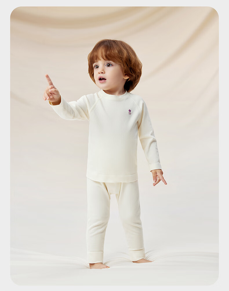 Babycare Camellia Children's Homewear Autumn Winter Pajamas One-piece Knit Underwear Set Shell White 100 3
