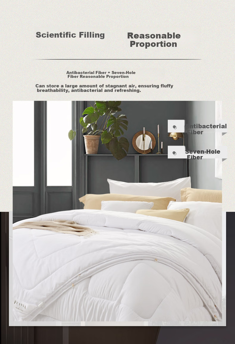 FUANNA Comfortable Seven-Hole Antibacterial Fiber Quilt, Pure Cotton Fabric, Winter Comforter, 7 Jin (3.5 Kg), 203*229cm, White 4