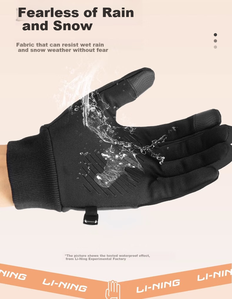 Li-Ning Cycling Gloves for Winter, Unisex Warm Fleece-Lined Gloves for Electric Motorcycles, Bicycles, Cold-Proof Touchscreen Sports Ski Gloves 13