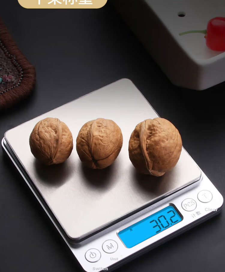 BJ Electronic Kitchen Scale Stainless Steel Weighing Surface Baking Scale Gram Scale Food Scale 3kg/0.1g Coffee Electronic Scale Gram Scale 7