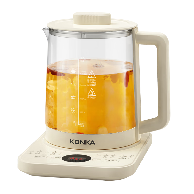 KONKA Health Pot, 316 Tea Maker And Decoction Pot, 1.8L Glass Insulated Water Boiler, Electric Kettle, Mini Glass Tea Pot, KYSH-1834E