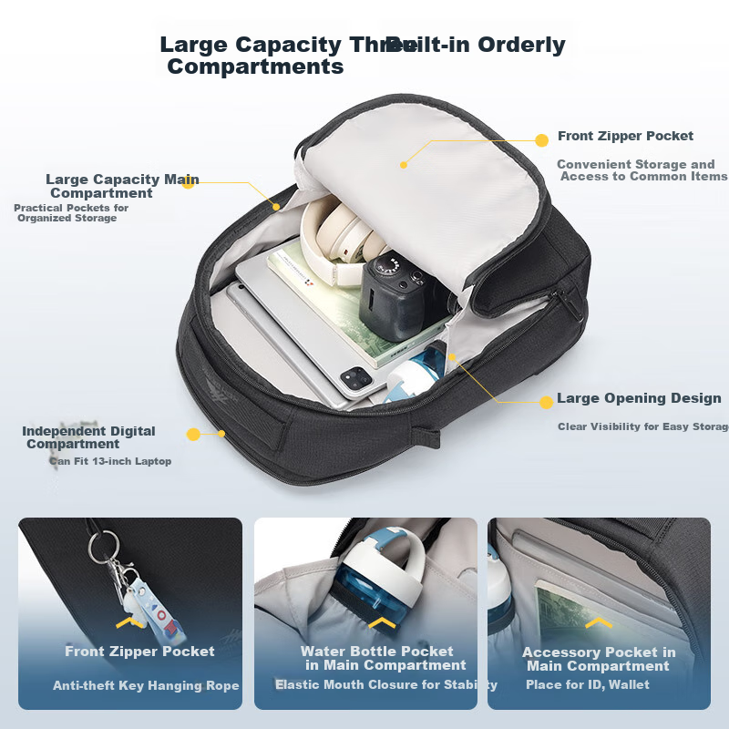 High Sierra Backpack, Laptop Bag, Xinxiaoli Brand, 13-Inch Commuter Business Backpack, Water-Resistant, Lightweight Schoolbag for Men And Wome