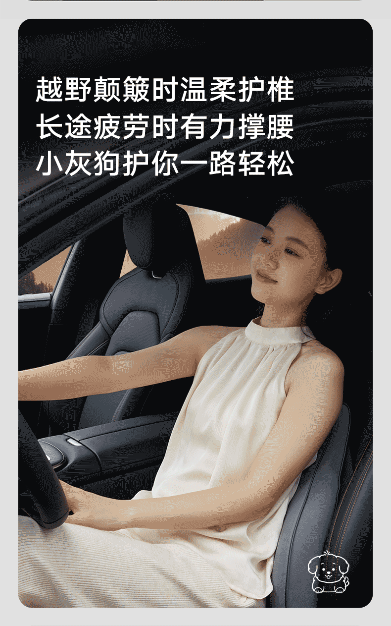 8H Car Lumbar Support Small Gray Dog Enlarged and Widened Office Home Seat Cushion Back Support Pad 4