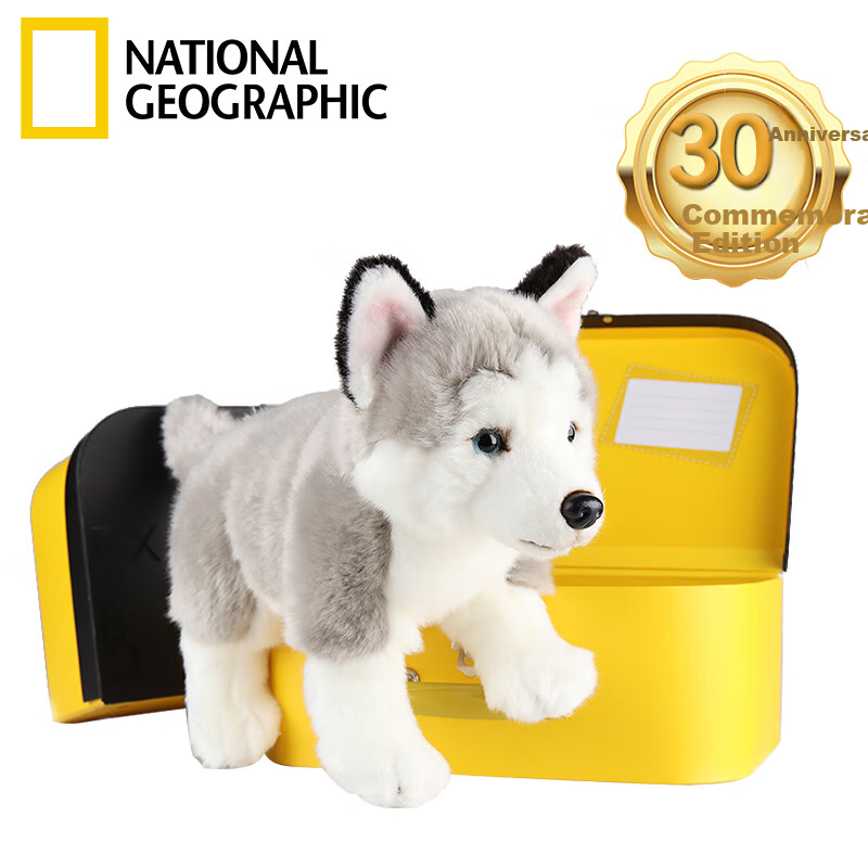 AI CAN China National Geographic Pet Plush Doll Pillow, Husky Second Generation, Birthday Gift for Boys And Girls
