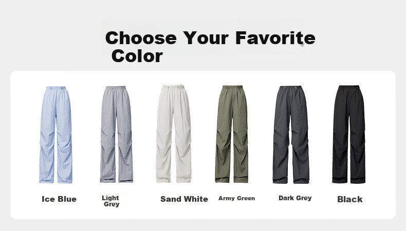 ESE-Y Quick-Dry Cooling Cargo Pants for Women, 2025 Summer New Style, Sun Protection Thin Wide-Leg Loose Paratrooper Pants, Gray And White, Size 28 24