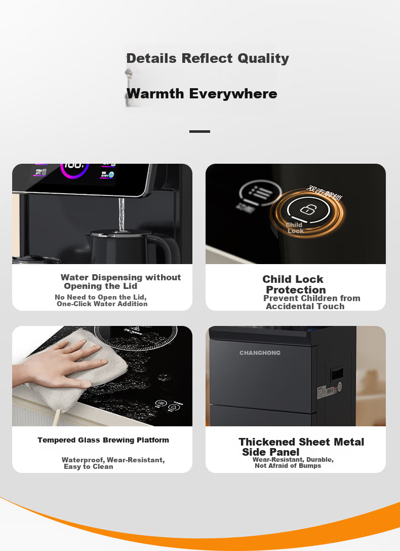 Zhanghong Tea Bar Machine Home Water Dispenser High-End Intelligent Bottom-Loading Water Tank Automatic All-In Kettle Floor-Standing Cabinet-Style Multifunctional Living Room Tea Maker CH-T201 Starry Black 14