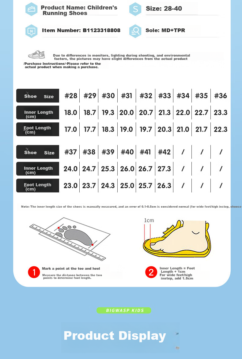 BIG WASP Children's Shoes, Kids' Sneakers, 2026 Autumn Mesh Youth Comfortable Casual Shoes, Non-Slip Breathable Boys' Running Shoes 1