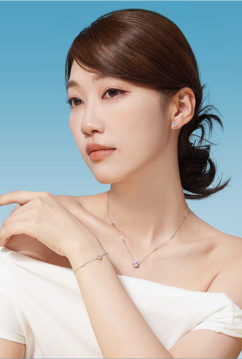 CHOW TAI SENG Rose Nebula S925 Silver Clavicle Necklace Moonlight White Birthday Gift for Girlfriend 3