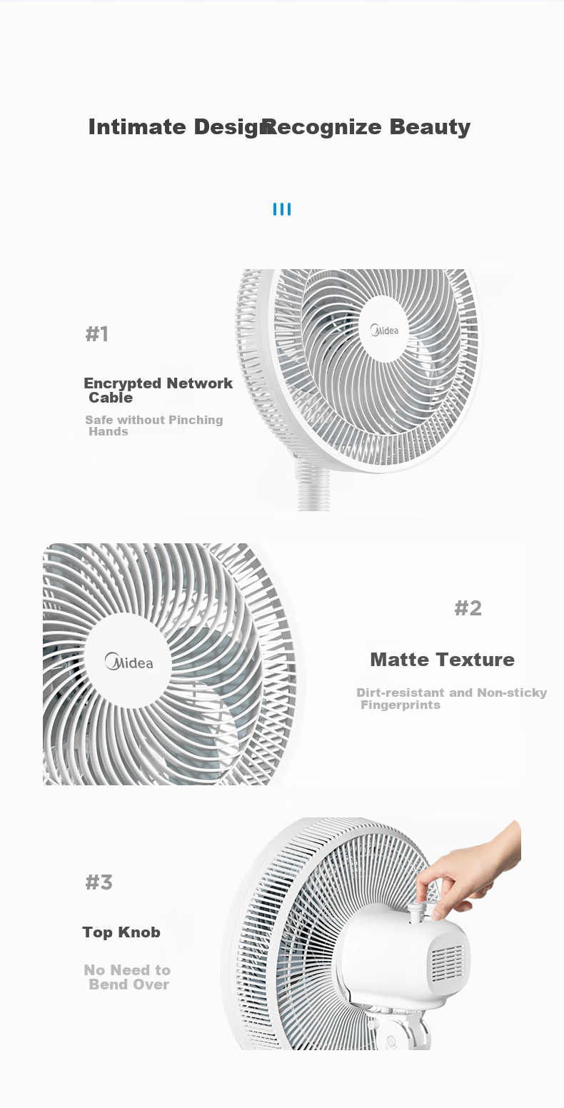 Midea Lucky Clover Sleep Fan 2S One-Touch Quick Assembly Floor Standing Fan Energy-Saving Level 1 Efficiency DC Quiet Small Fan SDJ30JL 7