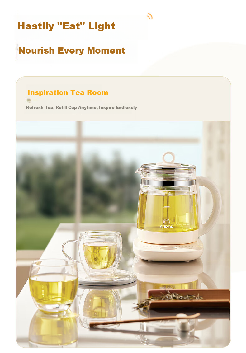 SUPOR Health Pot 2.9L SW-29YQ30 Glass Herbal Tea Kettle Electric Water Boiler Titanium Health Kettle 5