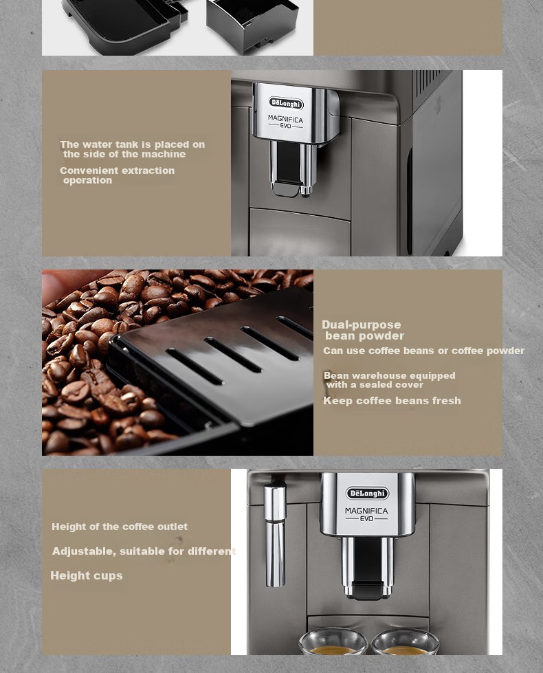 Delonghi Imported Italian Fully Automatic Coffee Machine E MAX Home Use Bean And Ground Coffee Dual-Use Simple Control Manual Milk Frother System 13 Grinding Levels Automatic Cleaning EMAX One's Member 13