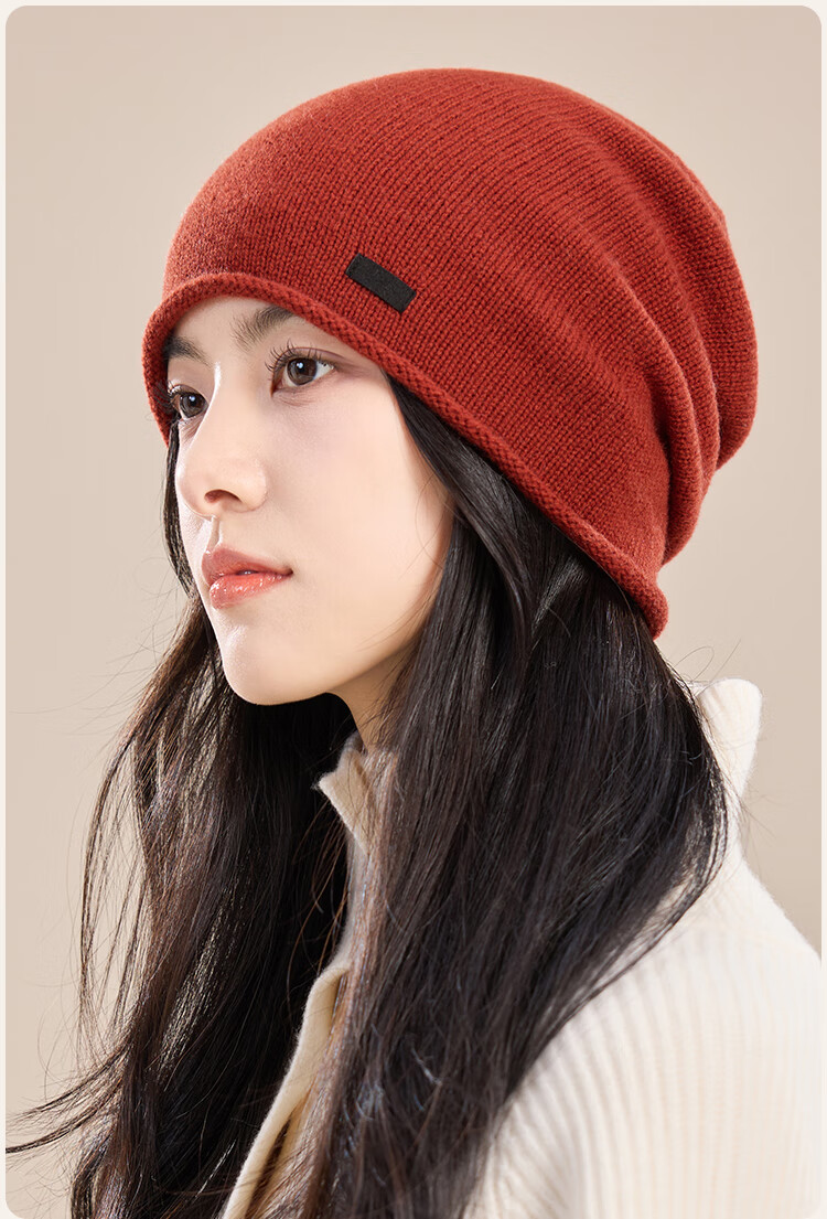 JIUMU Pure Wool Warm Knitted Beanie Headwrap Cold Weather Hat Stackable Maternity Cap Autumn Winter Outdoor Cold Protection Hat for Women 17