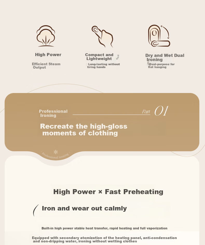 Bear Handheld Garment Steamer 17G/MIN High Power Steam 100ML Water Tank Electric Iron Portable Travel Dormitory Gift J10Q1 3