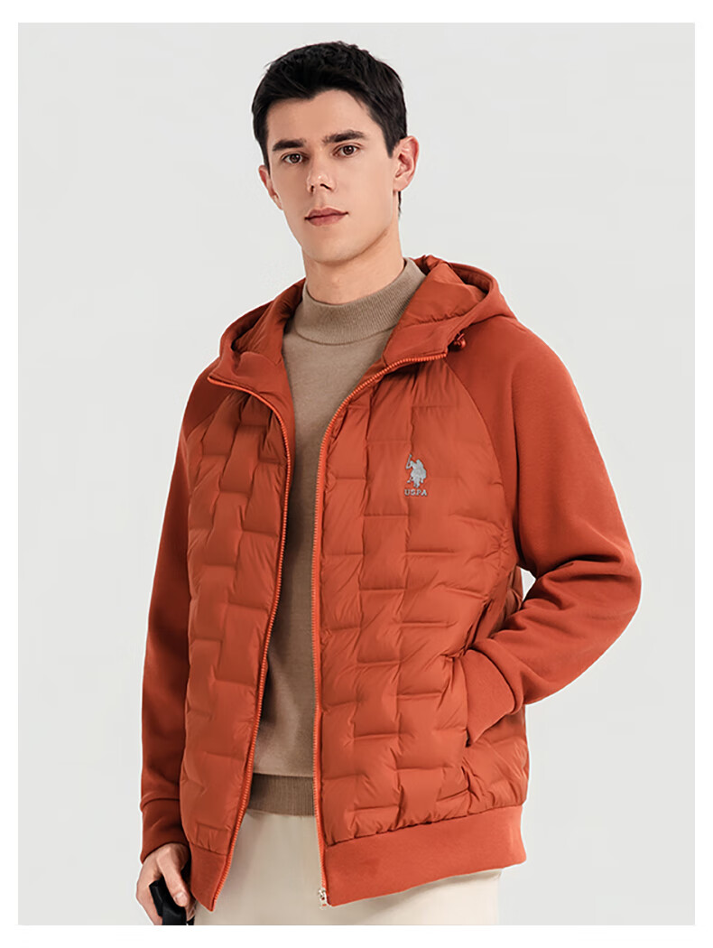 U.S. POLO ASSN. down Jacket, Autumn And Winter Men's Casual Warm Hooded Jacket, Men's Couple Sweatshirt Coat, Pearl White, XL 10